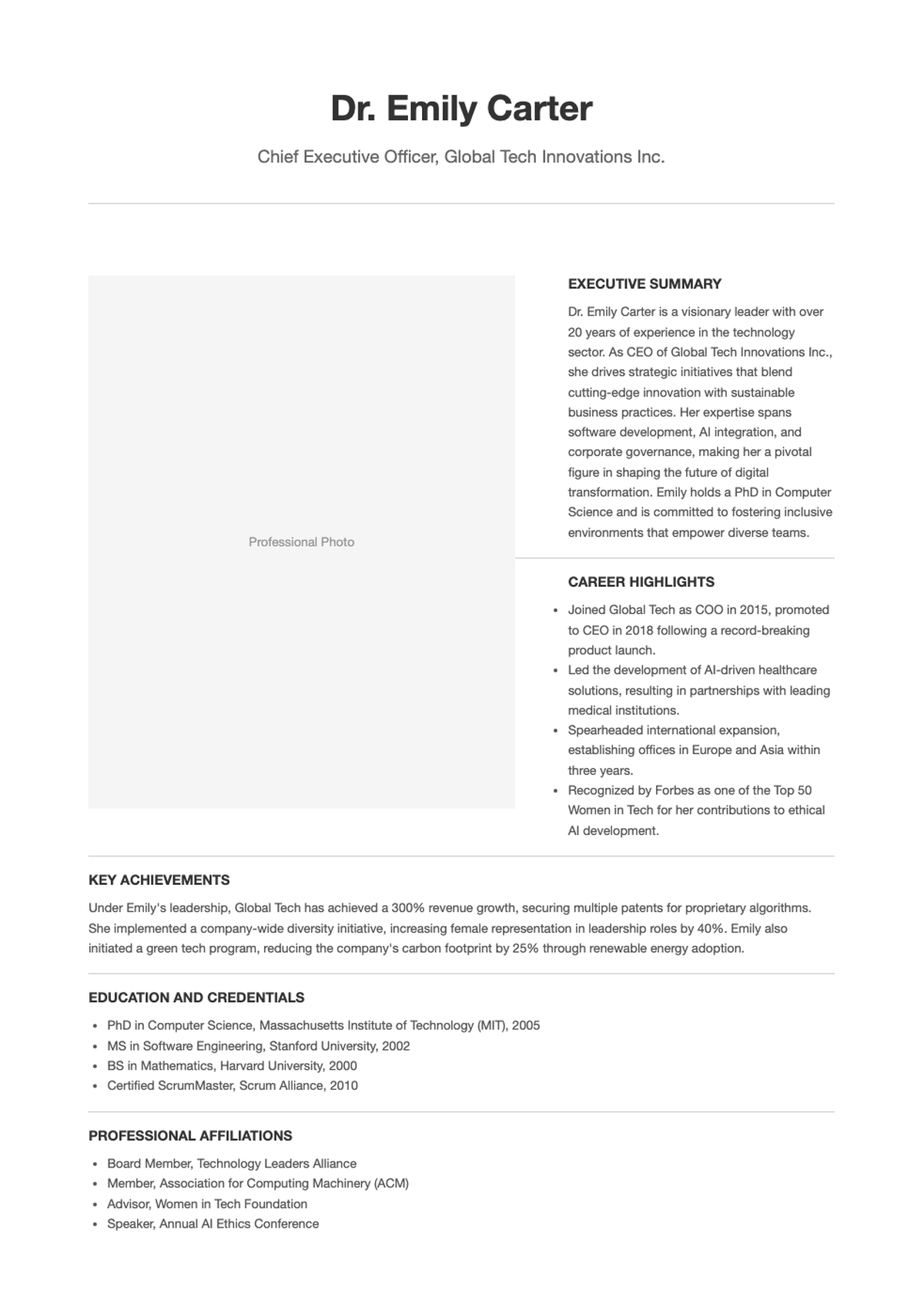 Professional corporate leadership profile page with executive photo and biography_variant_3